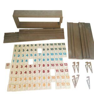 Vintage Rummikub International Game Faux Wood Box Made in Israel - 98 Tiles